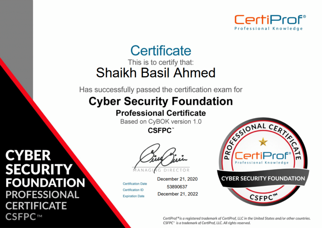 CyberSecurity Foundation Professional Certificate