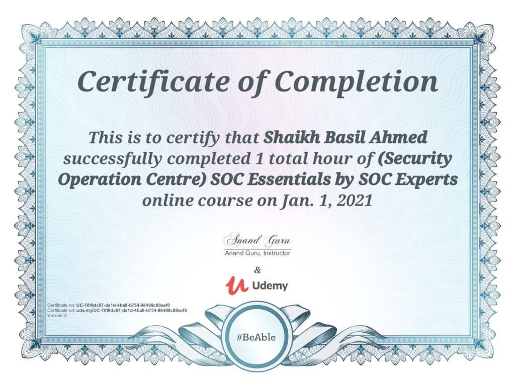 Soc Essentials Certificate